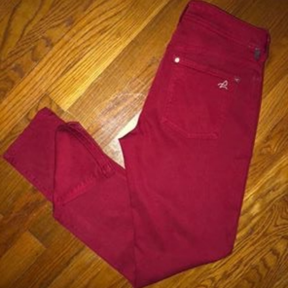Red skinny jeans
